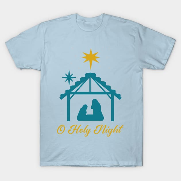 O Holy Night Nativity Scene T-Shirt by Space Cadet Tees